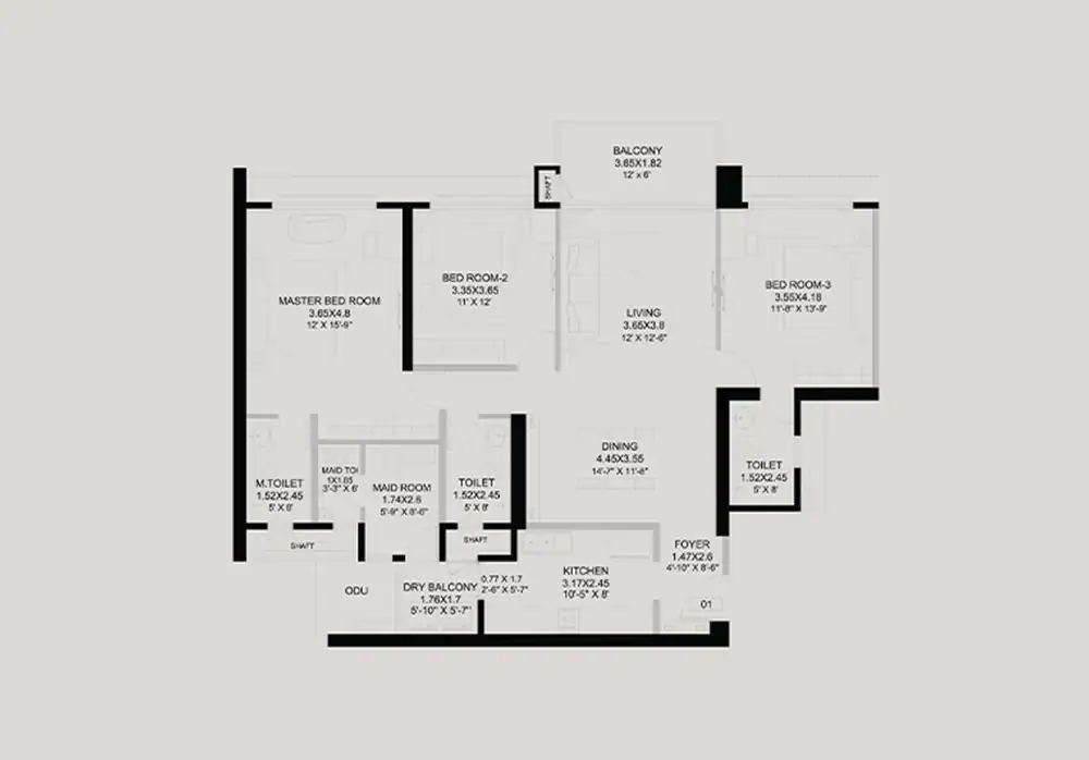 3 BHK Homes Floor Plan